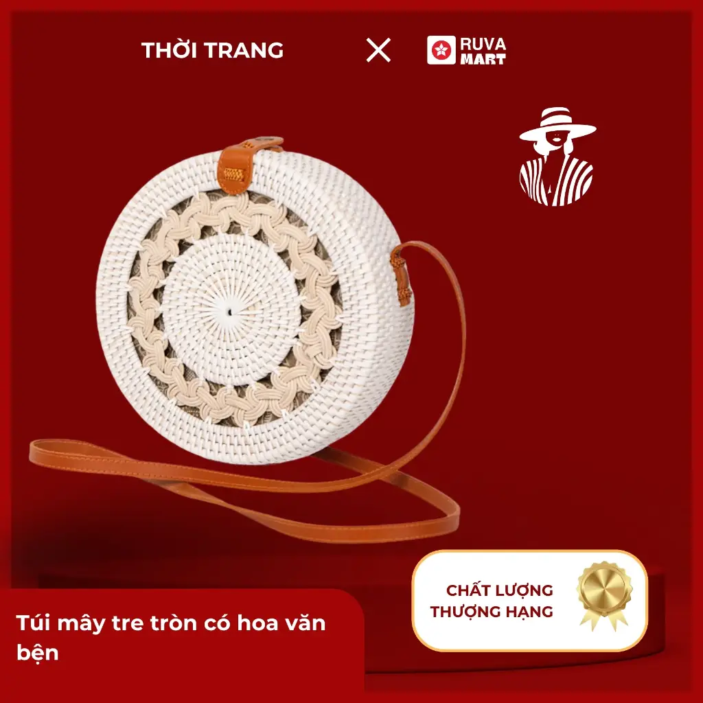 Túi mây tre tròn có hoa văn bện  2510