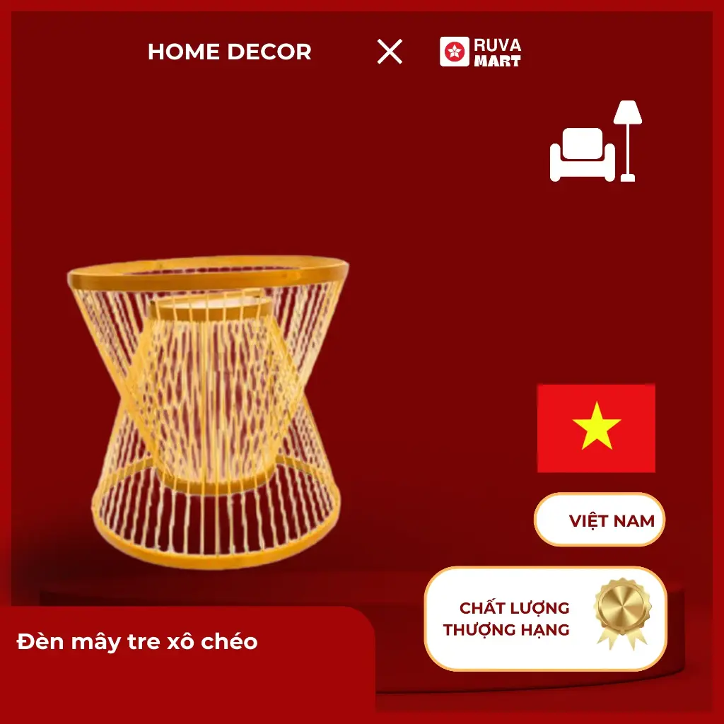 Đèn mây tre xô chéo  2517