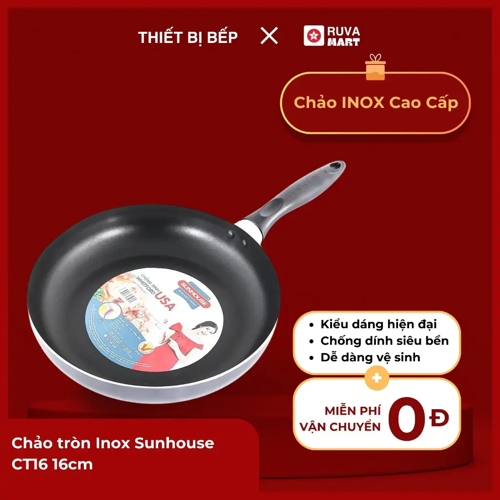 Chảo tròn Inox Sunhouse CT16 16cm - 1617