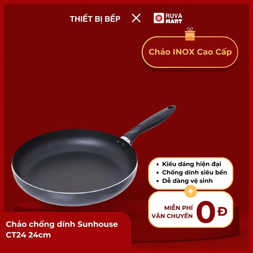 Chảo trơn chống dính Sunhouse CT24 24cm - 1625