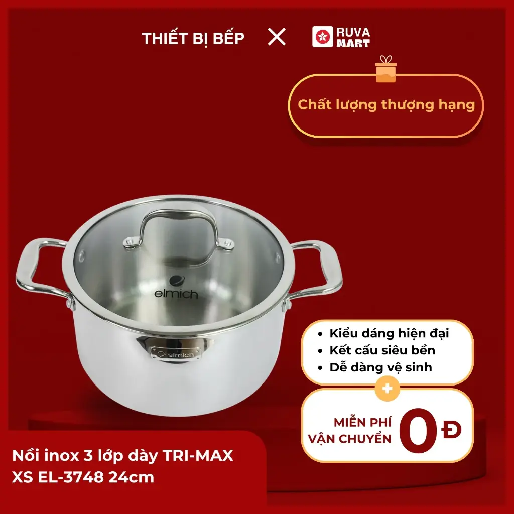 Nồi inox 3 lớp dày TRI-MAX XSEL-3748 24cm - 1720