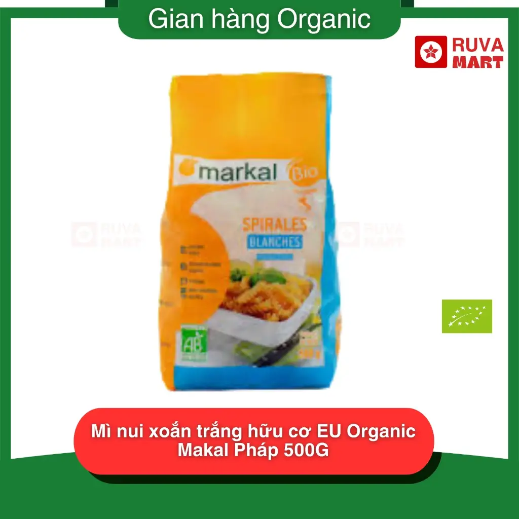 Mì nui xoắn trắng hữu cơ EU Organic Makal Pháp 500G - 1767