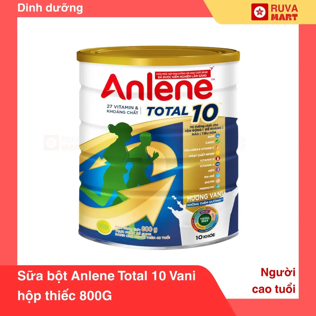 Sữa bột Anlene Total 10 Vani hộp thiếc 800G - 1280