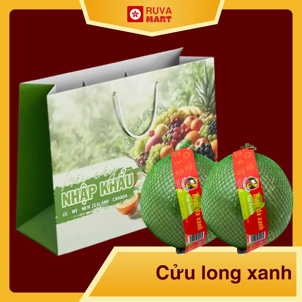Hộp quà 2 trái bưởi da xanh Cửu Long Xanh - 1920