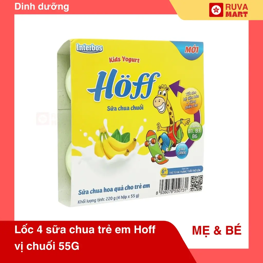 Lốc 4 sữa chua trẻ em Hoff vị chuối 55G - 2056