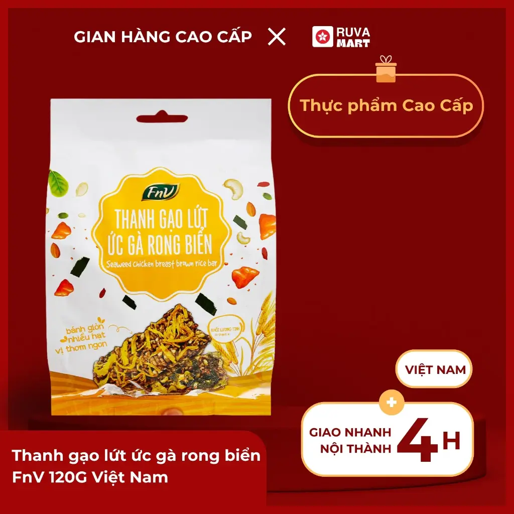 Thanh gạo lứt ức gà rong biển FnV 120G - 2136