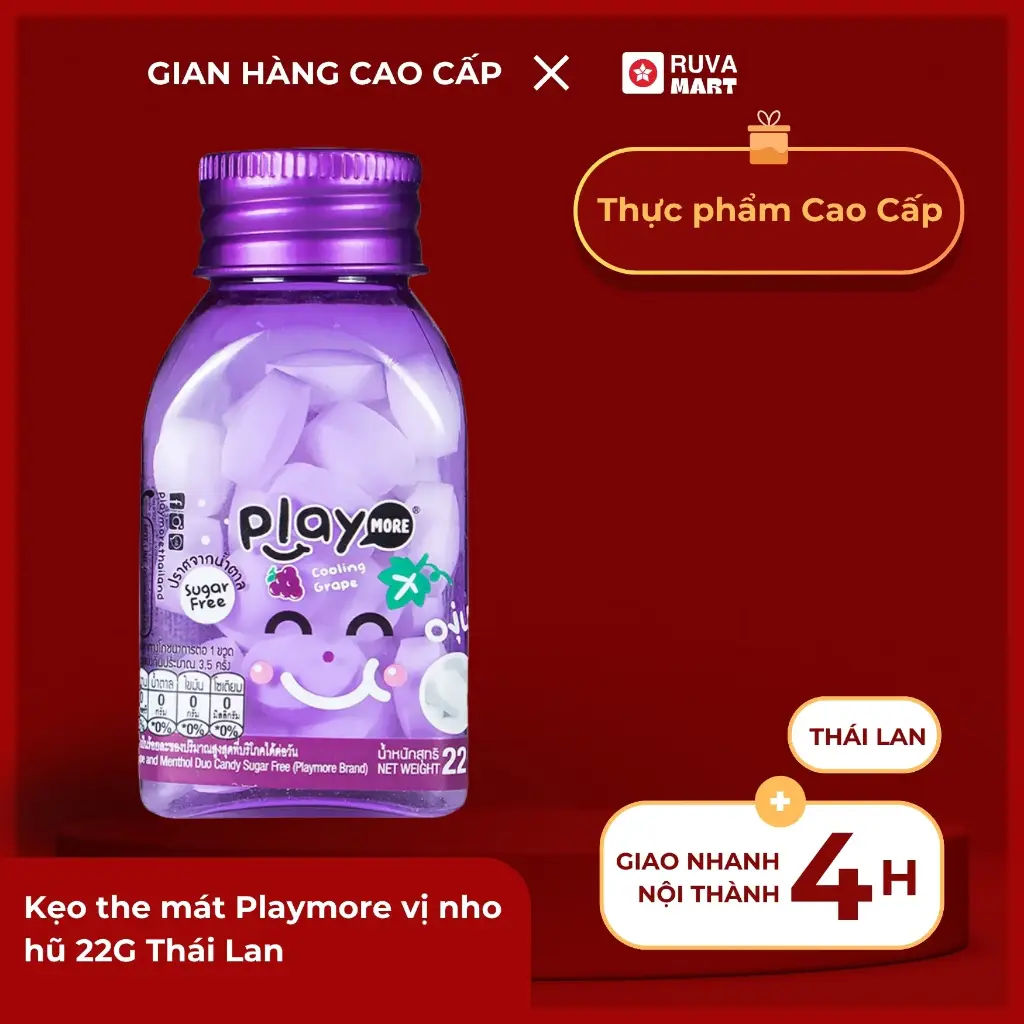 Kẹo the mát Playmore vị nho hũ 22G Thái Lan - 2185