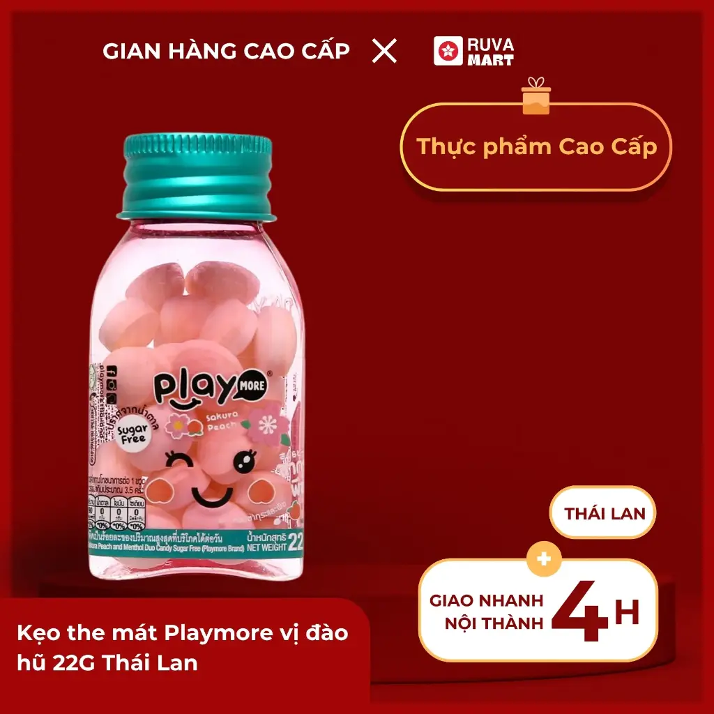 Kẹo the mát Playmore vị đào hũ 22G Thái Lan - 2189