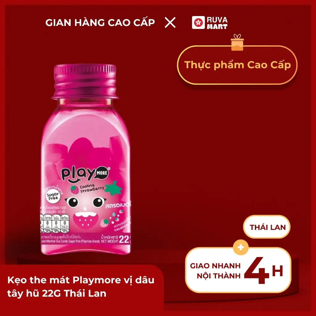 Kẹo the mát Playmore vị dâu tây hũ 22G Thái Lan - 2192