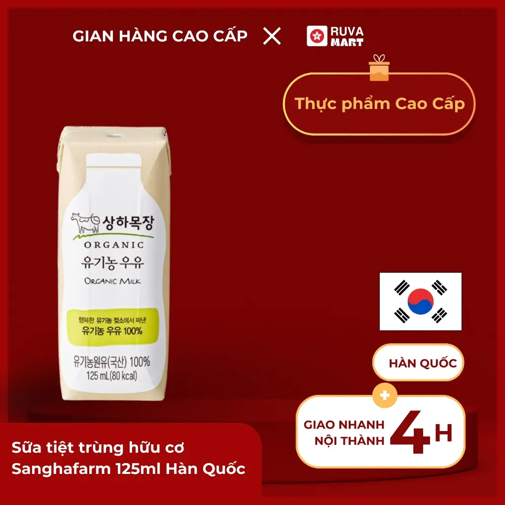 Sữa tiệt trùng hữu cơ Sanghafarm 125ml Hàn Quốc - 2342