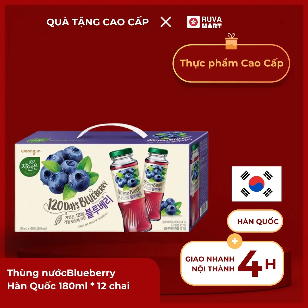 Thùng nướcBlueberry 
Hàn Quốc 180ml * 12 chai  2411