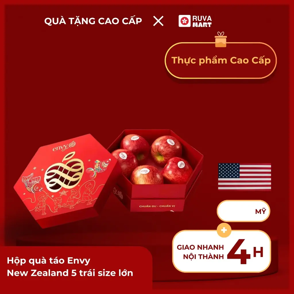 Hộp quà táo Envy
New Zealand 5 trái size lớn  2416
