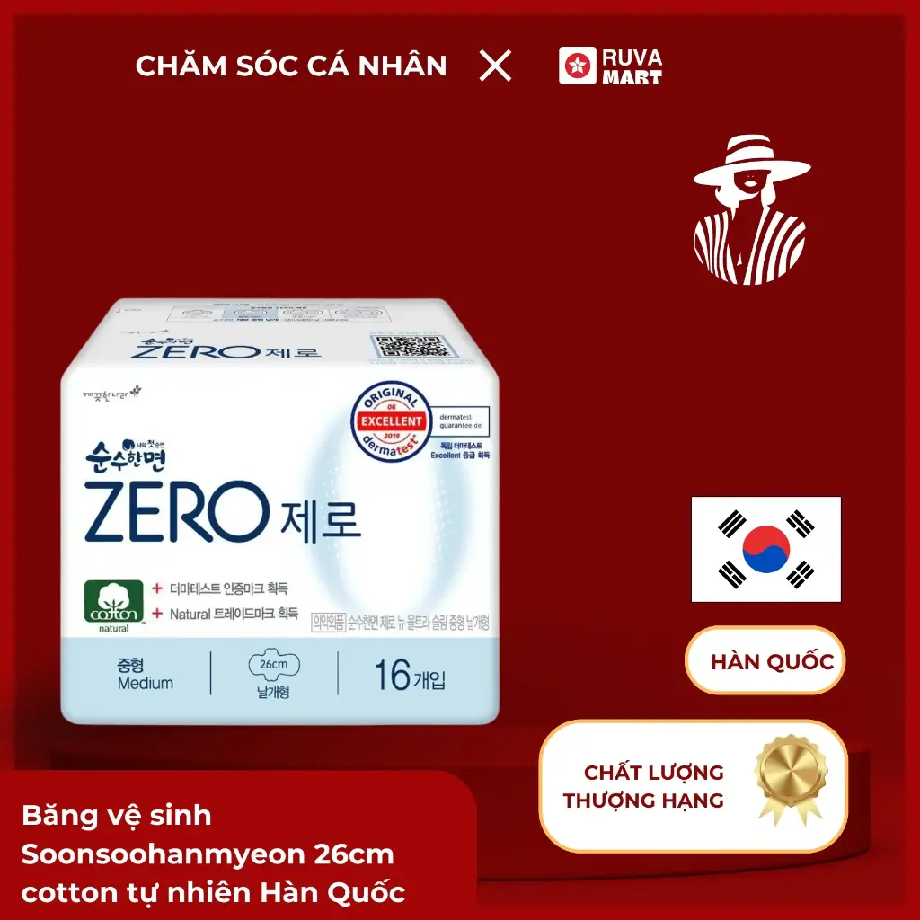 Băng vệ sinh Soonsoohanmyeon 26cm cotton tự nhiên Hàn Quốc  2476