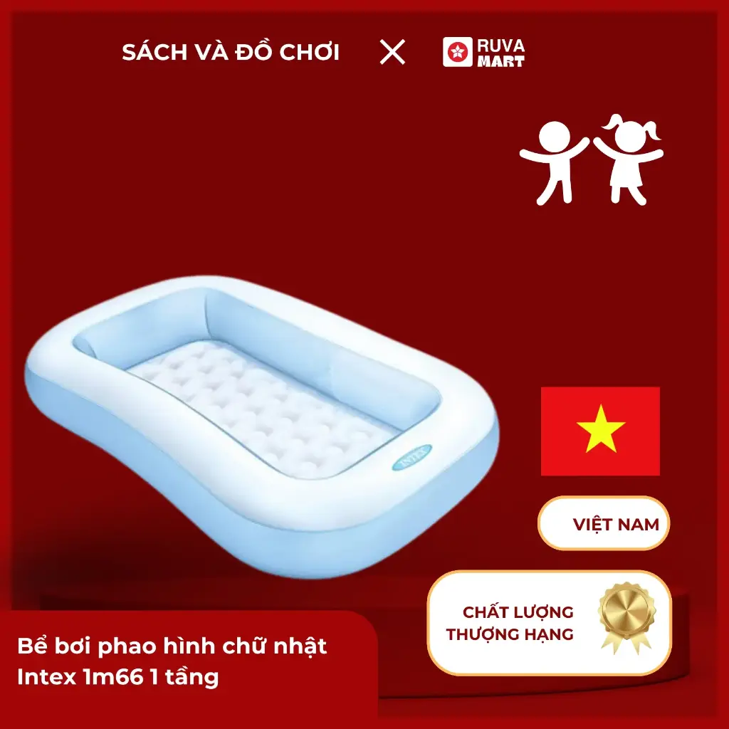 Bể bơi phao hình chữ nhật Intex 1m66 1 tầng  2490