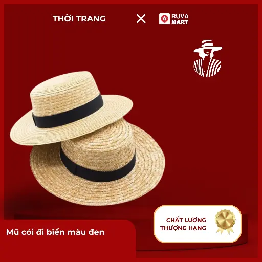 Mũ cói đi biển màu đen  2511