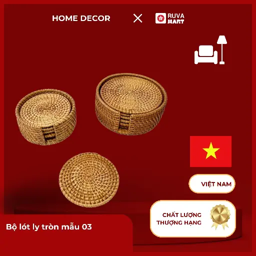 Bộ lót ly tròn mẫu 03  2521