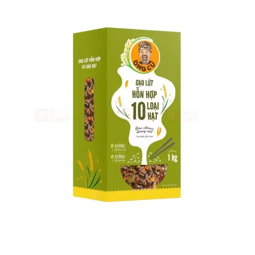[BCGRT] Gạo lứt hỗn hợp Ông Cụ Mix 10 loại hạt hộp 1kg - 408