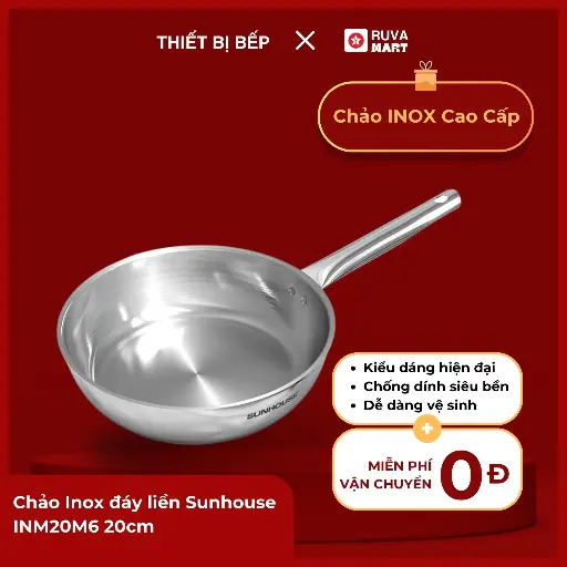 [BCGRT] Chảo Inox đáy liền Sunhouse INM20M6 20cm - 1615