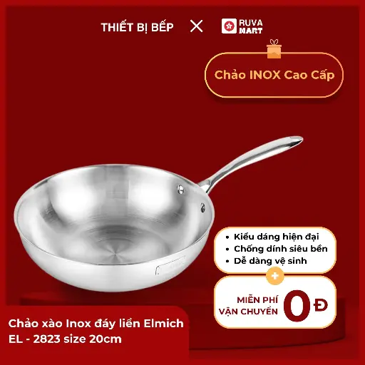 [BCGRT] Chảo xào Inox đáy liền Elmich EL - 2823 size 20cm - 1616