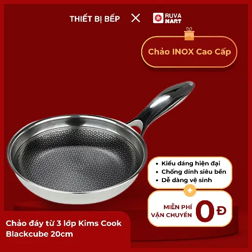 [BCGRT] Chảo đáy từ 3 lớp Kims Cook Blackcube 20cm - 1618