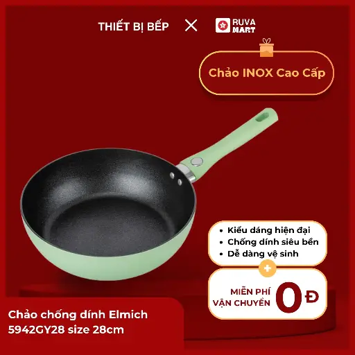 [BCGRT] Chảo chống dính Elmich 5942GY28 size 28cm - 1620