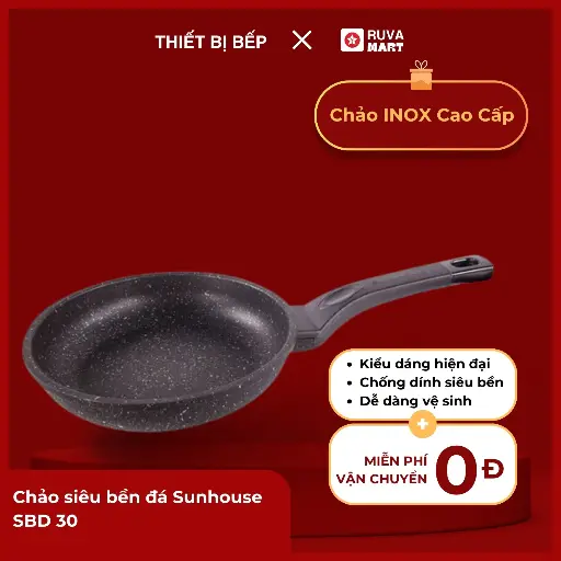 [BCGRT] Chảo siêu bền đá Sunhouse SBD 30 - 1624