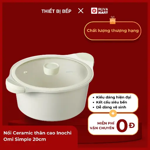 [BCGRT] Nồi Ceramic thân cao Inochi Omi Simple 20cm - 1733