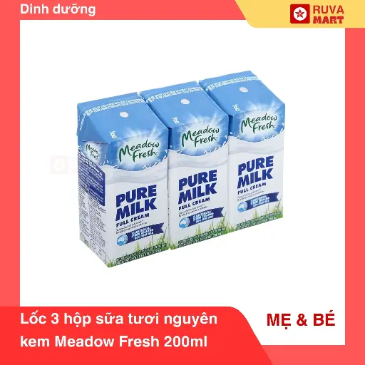 [GOM] Lốc 3 hộp sữa tươi nguyên kem Meadow Fresh 200ml -  1351