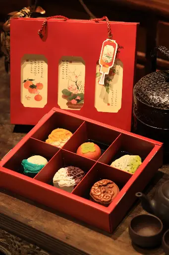 Hộp quà trung thu Lộc sinh đại phúc màu đỏ - 6 bánh - 1916