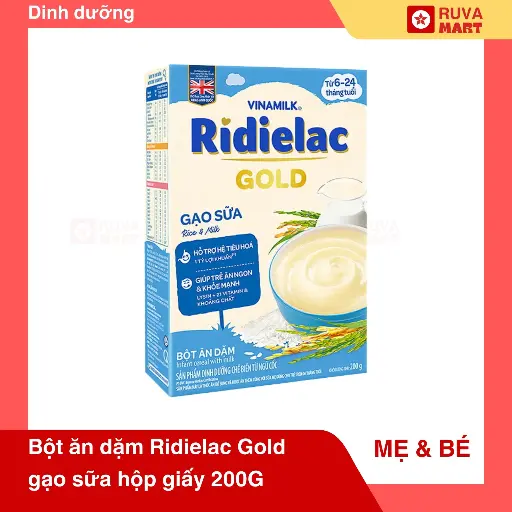 [GOM] Bột ăn dặm Ridielac Gold gạo sữa hộp giấy 200G - 2023