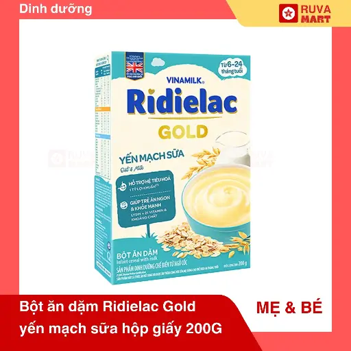 [GOM] Bột ăn dặm Ridielac Gold yến mạch sữa hộp giấy 200G - 2024