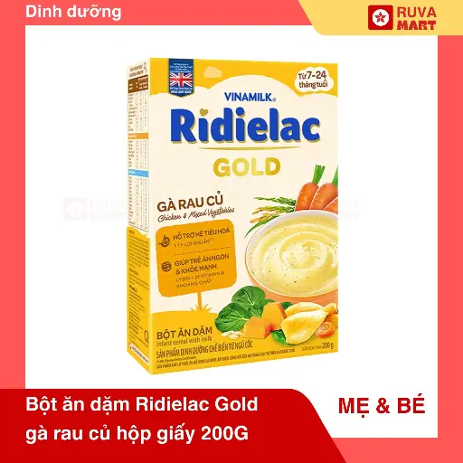 [GOM] Bột ăn dặm Ridielac Gold gà rau củ hộp giấy 200G - 2026