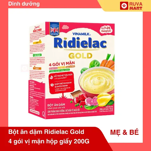 [GOM] Bột ăn dặm Ridielac Gold 4 gói vị mặn hộp giấy 200G - 2028