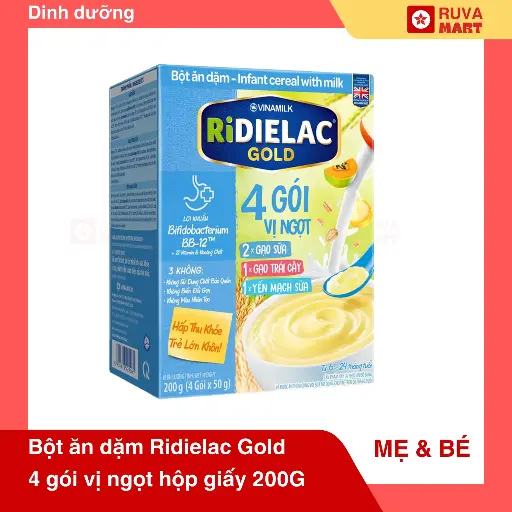 [GOM] Bột ăn dặm Ridielac Gold 4 gói vị ngọt hộp giấy 200G - 2029
