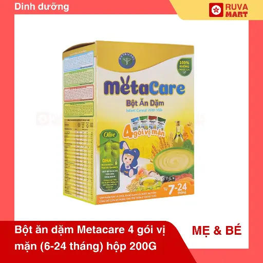 [GOM] Bột ăn dặm Metacare 4 gói vị mặn (6-24 tháng) hộp 200G - 2031