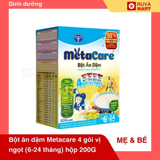 [GOM] Bột ăn dặm Metacare 4 gói vị ngọt (6-24 tháng) hộp 200G - 2032