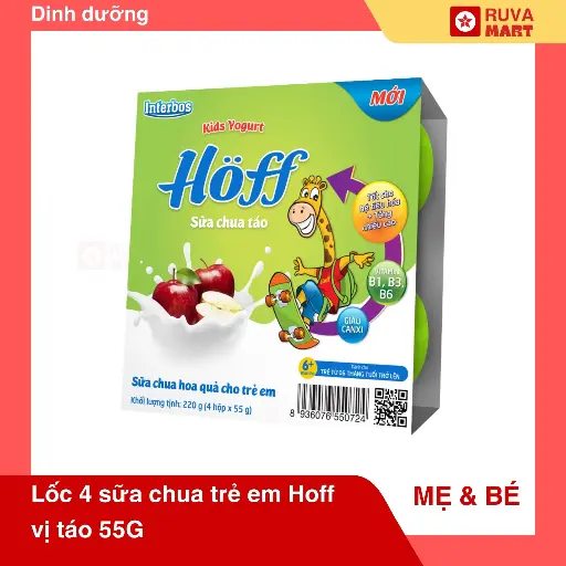[GOM] Lốc 4 sữa chua trẻ em Hoff vị táo 55G - 2053