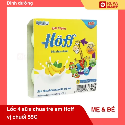 [GOM] Lốc 4 sữa chua trẻ em Hoff vị chuối 55G - 2056