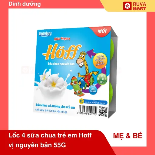 [GOM] Lốc 4 sữa chua trẻ em Hoff vị nguyên bản 55G - 2059