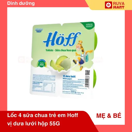 [GOM] Lốc 4 sữa chua trẻ em Hoff vị dưa lưới hộp 55G - 2060