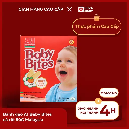 [GOM] Bánh gạo A1 Baby Bites cà rốt 50G - 2133