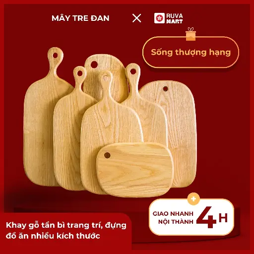 [OTR] Khay gỗ tần bì trang trí, đựng đồ ăn nhiều kích thước 22*15*4 - 2233
