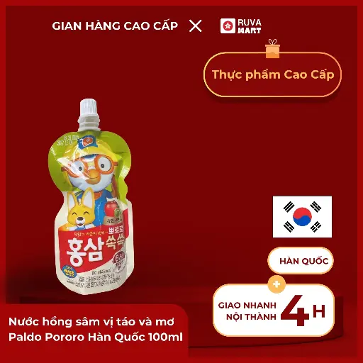 [KMK] Nước hồng sâm vị táo và mơ Paldo Pororo Hàn Quốc 100ml - 2343