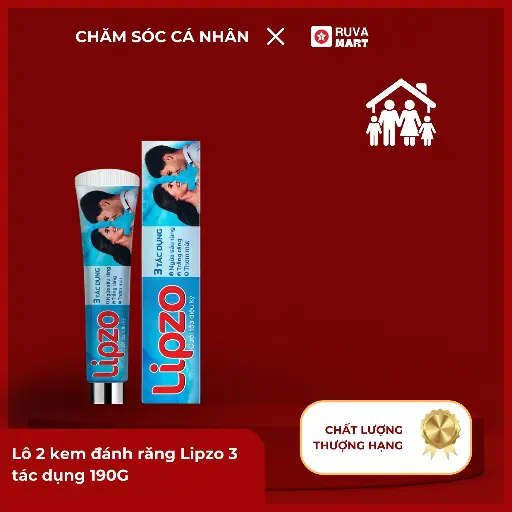[GOM] Lô 2 kem đánh răng Lipzo 3 tác dụng 190G  2440