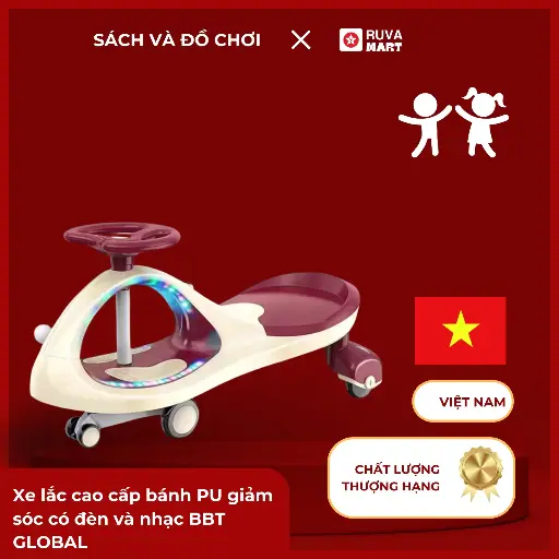 [BBCT] Xe lắc cao cấp bánh PU giảm sóc có đèn và nhạc BBT GLOBAL  2493