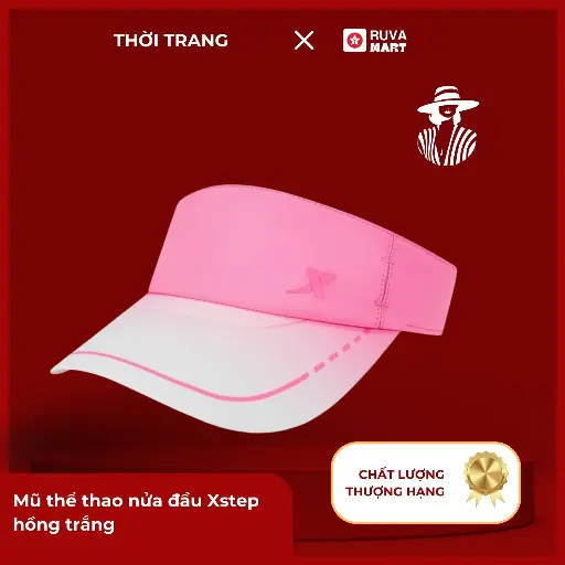 [XSTP] Mũ thể thao nửa đầu Xstep hồng trắng  2503