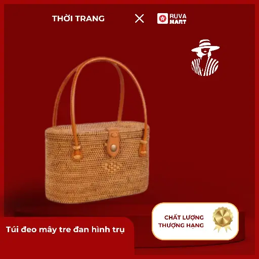 [NTHM] Túi đeo mây tre đan hình trụ  2506